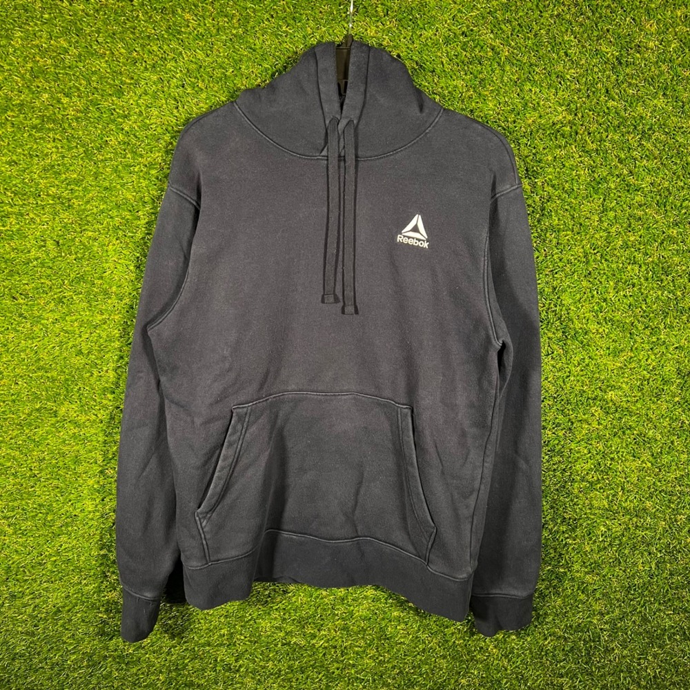Reebok Mens Delta Logo‎ Pullover Hoodie Navy Blue Fleece Sweatshirt Small